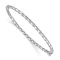 Rhodium Over 14k White Gold 3mm Polished and Textured Hinged Bangle Bracelet