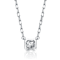 Square CZ Bezel Solitaire Pendant In Rhodium Over Brass 16 Inch