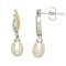 White Freshwater Pearl with 0.05ctw Diamond Sterling Silver/14K Gold
Over Sterling Silver Earrings