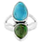 Blue And Green Turquoise Two-Stone Ring In Sterling Silver