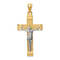 14k Two-tone Gold Textured INRI Crucifix Pendant