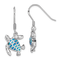 Rhodium Over Sterling Silver Lab Created Opal Turtle Earrings
