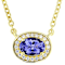 Blue Tanzanite Oval And White Zircon Station Necklace In 18K Gold Over
Sterling Silver 0.74ctw