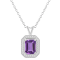 8x6mm Emerald Cut Amethyst 1/7 ctw Diamond Rhodium Over Sterling Silver
Halo Pendant with Chain