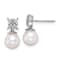 Rhodium Over 14K White Gold Freshwater Cultured Pearl and Diamond Post Earrings