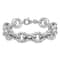 Rhodium Over Sterling Silver Polished and Twisted Oval Link Bracelet