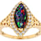 Black Opal Marquise And White Zircon Ring In 18K Gold Over Sterling
Silver 1.17ctw