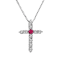 0.18ctw Diamond and Ruby Cross in 14K White Gold