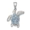 Rhodium Over Sterling Silver Polished Crystal Turtle Pendant