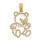 14k Yellow Gold Textured Children's Cut-out Teddy Bear Charm