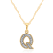 White Diamond Accent 10k Yellow Gold Q Initial Pendant With 18” Rope Chain