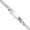 Rhodium Over 14k White Gold Medical Soft Diamond Shape Red Enamel Flat
Curb Link ID Bracelet