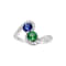 14K White Gold Tsavorite and Tanzanite Ring 1.05 ctw