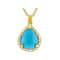 Turquoise Pear And White Zircon Halo Pendant Necklace In 18K Gold Over
Sterling Silver 0.41ctw
