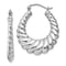 Rhodium Over 14k White Gold Polished 9/16" Scalloped Hoop Earrings