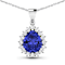 Blue Tanzanite and White Diamond 14K White Gold Pendant with 18 inch
Cable Chain 3.25ctw
