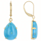 Turquoise Pear Dangle Earrings In 18K Gold Over Sterling Silver 16x12mm