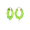 14K Yellow Gold Over Sterling Silver Pear Gem Acrylic Hoops in Green
