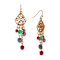 14K Gold Dipped Filigree With Colored Beads Chandelier Earrings