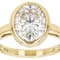 Bezel Set Oval Moissanite Solitaire Ring In 14K Gold Over Sterling Silver