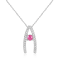 Round Ruby and White Sapphire Sterling Silver Pendant With Chain