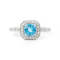 Lab Grown Diamond and Paraiba Blue Apatite Rhodium Over Sterling Silver
Cushion Cut Halo Ring