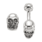Sterling Silver Antiqued Black Ink Texture Moveable Skull Cuff Links