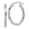 Rhodium Over Sterling Silver Polished and Textured Twisted Oval Hoop Earrings