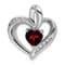 Rhodium Over 14k White Gold Garnet and Diamond Heart Pendant