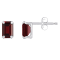 6x4mm Emerald Cut Garnet Rhodium Over 10k White Gold Stud Earrings