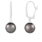 14k gold leverback earrings with .07CT DTW and round 8-9mm Tahitian Pearls