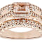 Morganite Rectangular Octagonal And White Zircon Ring In 18K Rose Gold
Over Sterling Silver 1.41ctw