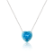 Blue Topaz 4.2ct Heart Shape Pendant Necklace, Matching Enamel Bezel Setting