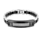 Mens Stainless Steel, Black Leather and Carbon Fiber Link Bracelet