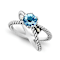 Blue Topaz X-Design Ring In Sterling Silver With 18K Gold Accents