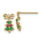14K Yellow Gold Cubic Zirconia Children's Christmas Tree Dangle Post Earrings