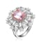 Morganite Cubic Zirconia, Rhodium Plated over Sterling Silver Ring