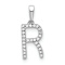 Rhodium Over 14k White Gold Diamond Letter R Initial Pendant