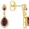 Grape Color Garnet And White Zircon Dangle Earrings In 18K Gold Over
Sterling Silver 2.33ctw