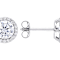 Classic CZ Halo Stud Earrings In Sterling Silver