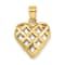 10K Yellow Gold 3D Diamond-Cut Filigree Puffed Heart Charm