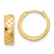 14k Yellow Gold Polished and Laser Design Textured 1/2" Hinged Hoop Earrings