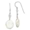 Sterling Silver Polished Freshwater Cultured Coin Pearl and CZ Dangle Earrings