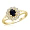 Black Sapphire with White Diamond Accent 14K Gold Over Sterling Silver
Ring 0.28ctw