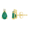 7x5mm Pear Shape Emerald with Diamond Accents 14k Yellow Gold Stud Earrings