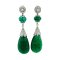 46.00 Ctw Emerald and 1.00 Ctw White Diamond Earring in 18K WG
