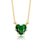 Emerald Color CZ Heart Shape Solitaire Necklace In 14K Gold Over Brass