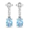 1.02ctw 14K White Gold Aquamarine and White Diamond Halo Earrings