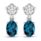 1.40ctw 14K White Gold London Blue Topaz  and White Diamond Halo Earrings