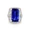 15.35 Ctw Tanzanite and 0.96 Ctw White Diamond Ring in 18K WG